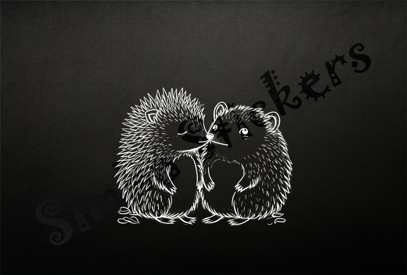 Porcupine in love nose-to-nose, outline art