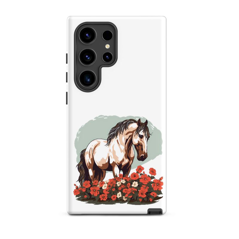 Tough Case for Samsung, Brown horse in field of red flowers, n4w2fj