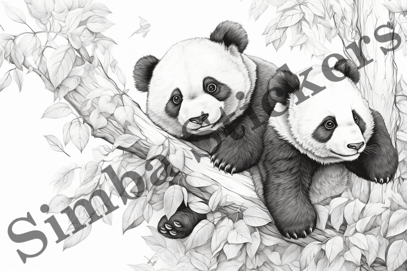 Colouring pages, bundle of pandas, 25 images, pvl2ro