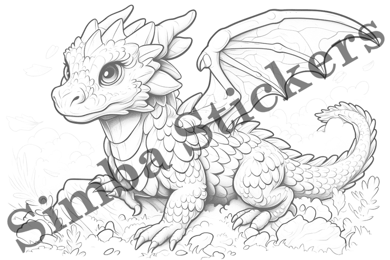 Colouring pages, bundle of dragons, 25 images