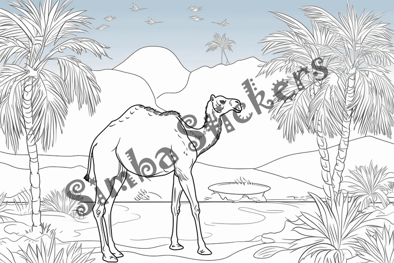 Colouring pages, bundle of camels, 25 images
