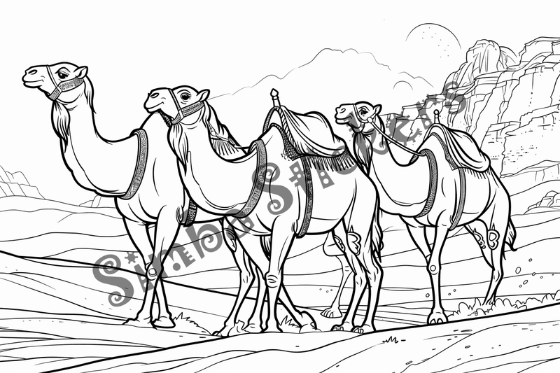 Colouring pages, bundle of Sahara Desert, 25 images