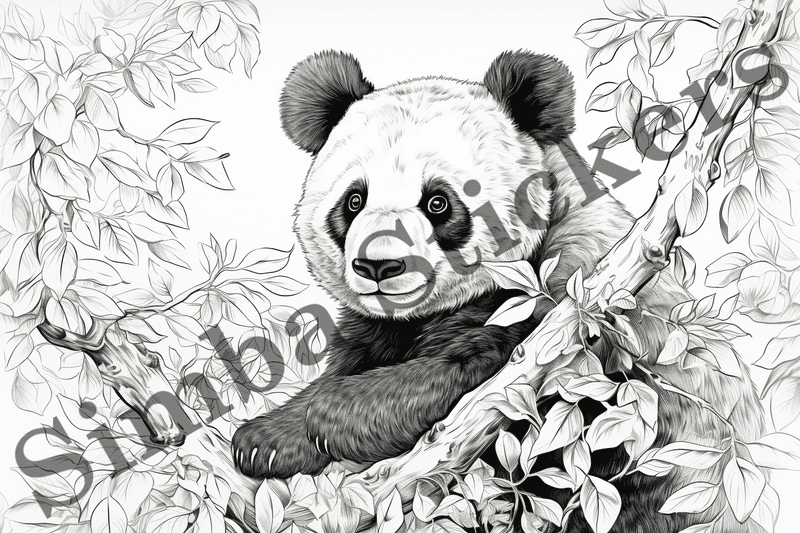 Colouring pages, bundle of pandas, 10 images, ecxuux