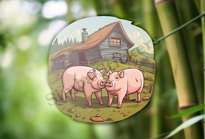 Two pigs cheeck-to-cheek on a farm