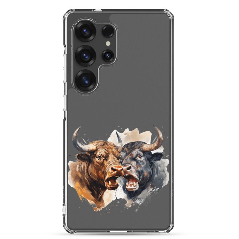 Clear Case for Samsung, Bulls facing up to each other, watercolour, dx5eff