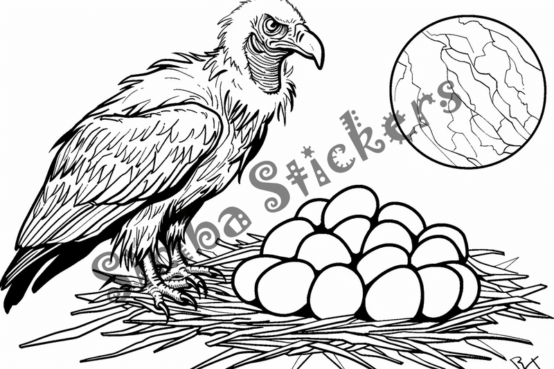 Colouring pages, bundle of vultures with chicks or eggs, 25 images, rm6krw