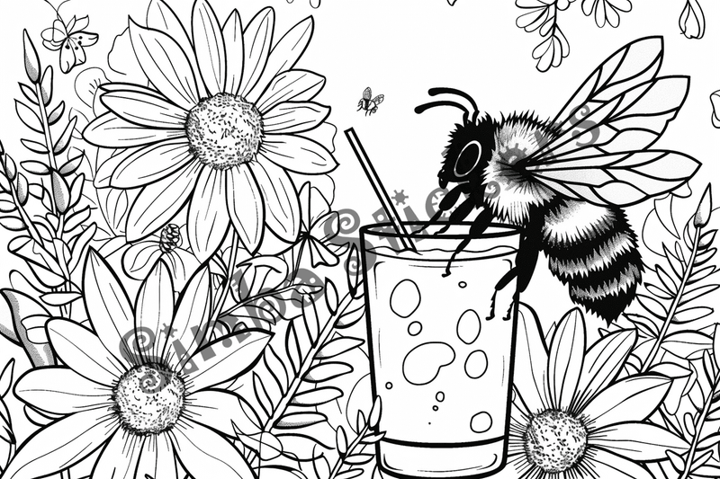 Colouring pages, bundle of bees, 50 images