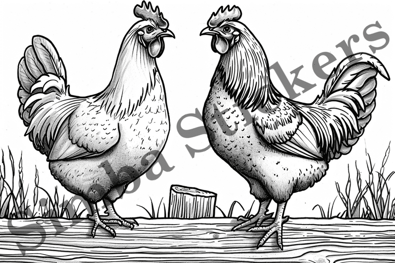 Colouring pages, Bundle of chicken in love, 10 images