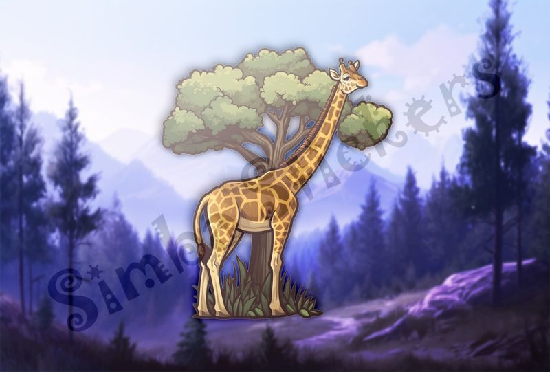 Giraffe standing tall in front of a tree