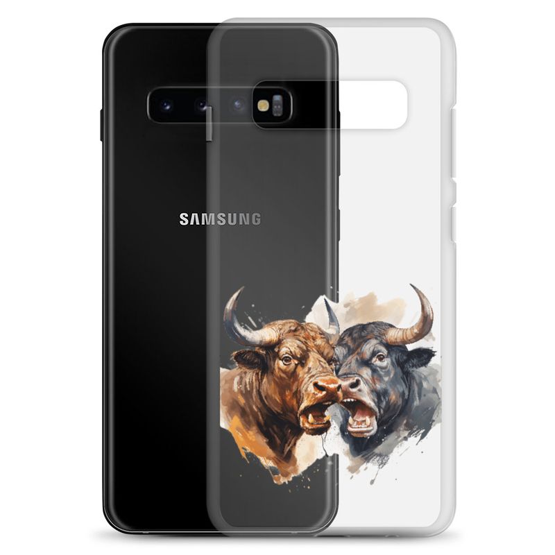 Clear Case for Samsung, Bulls facing up to each other, watercolour, dx5eff
