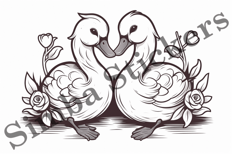 Colouring pages, Bundle of ducks in love, 25 images