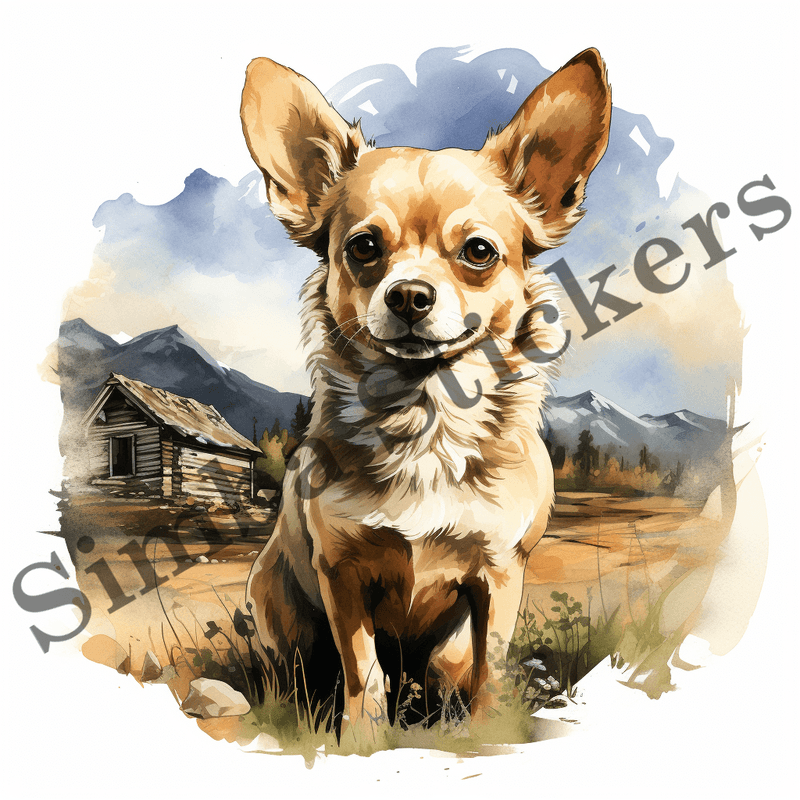 Chihuahua dogs, watercolour, image set, 10 images