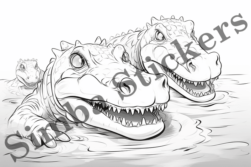 Colouring pages, Bundle of crocodiles, 10 images