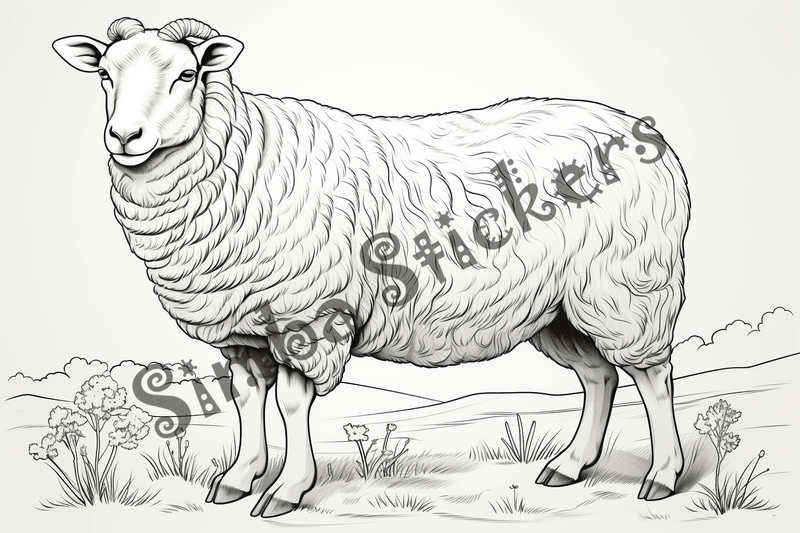 Colouring pages, bundle of sheep, 25 images 2