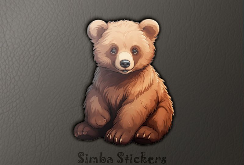 Bear cub sitting down, watercolour, zk1rjv