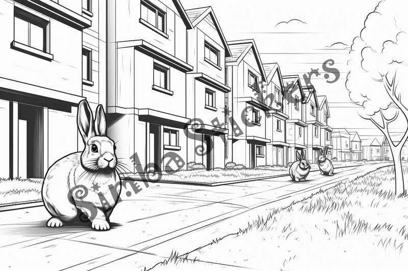 Colouring pages, bundle of rabbits, 25 images 2