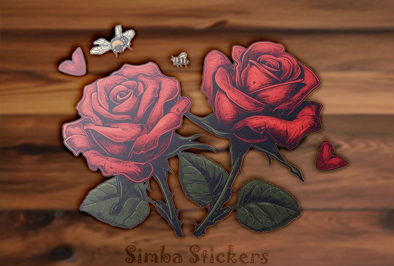 Bees approaching red rose flowers