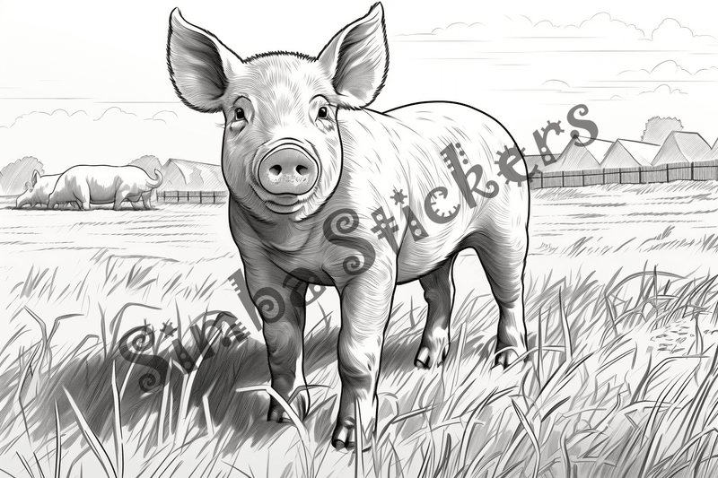 Colouring pages, bundle of pigs, 25 images 2