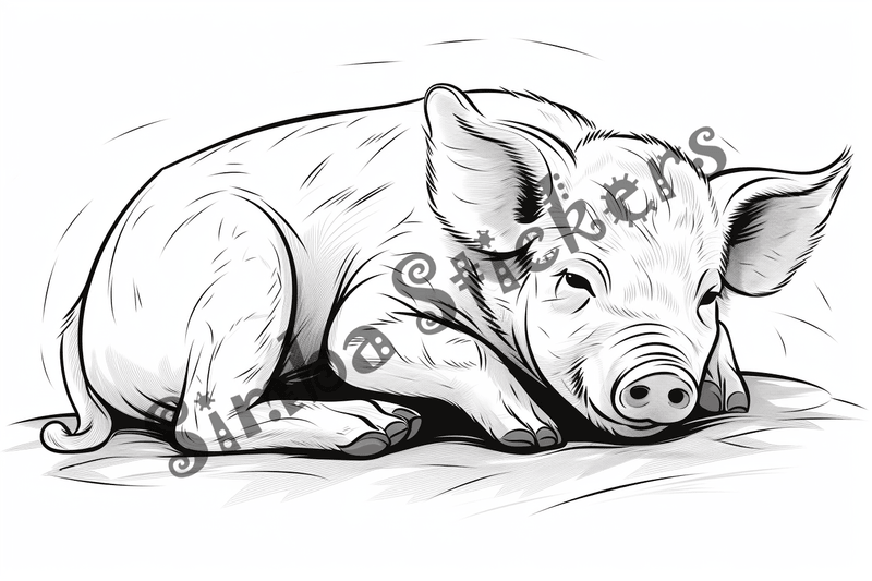 Colouring pages, bundle of pigs, 25 images 2