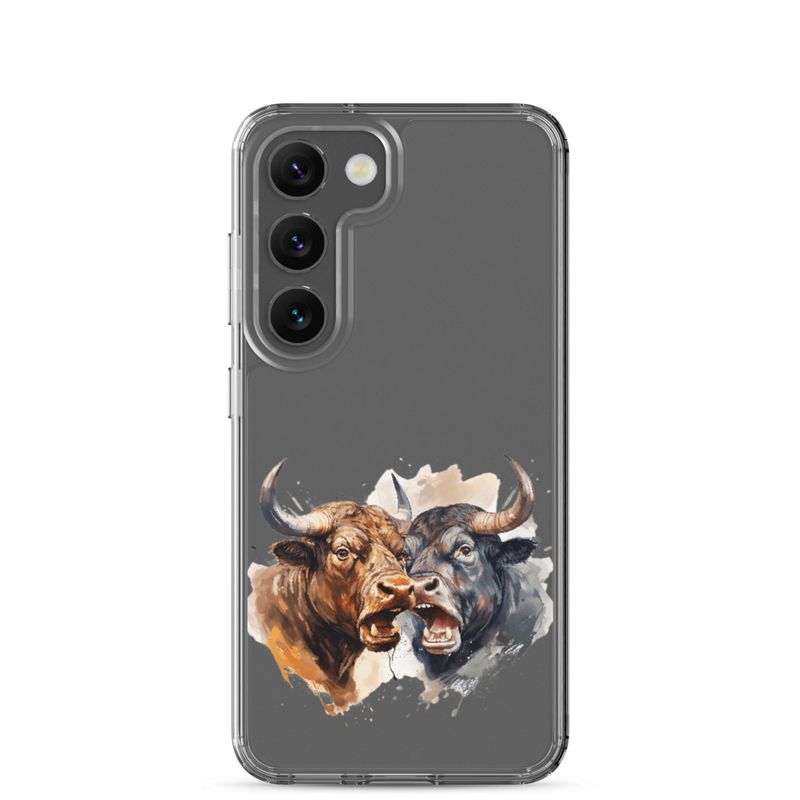 Clear Case for Samsung, Bulls facing up to each other, watercolour, dx5eff