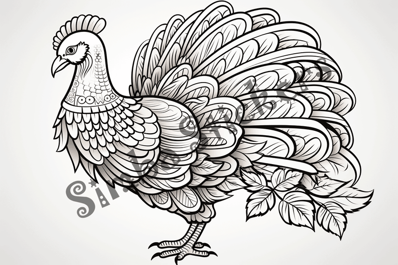Colouring pages, bundle of individual turkeys, 25 images