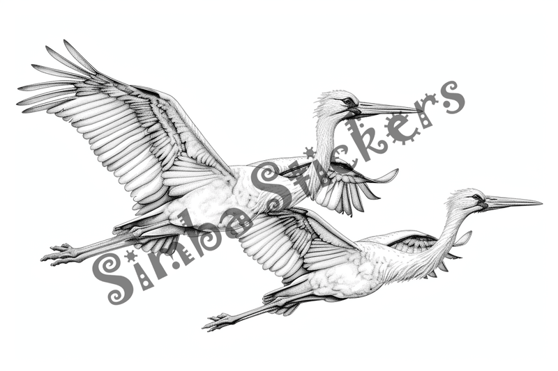 Colouring pages, bundle of marabou storks, 10 images