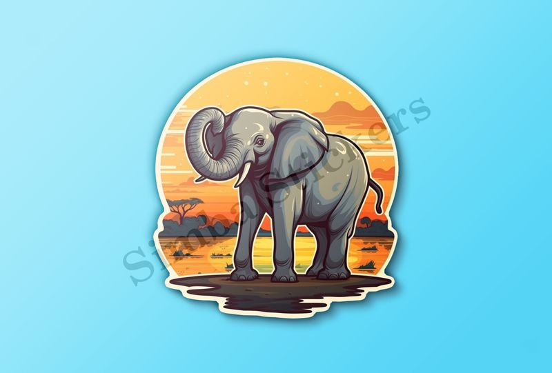 African elephant in the Savanna at sunset