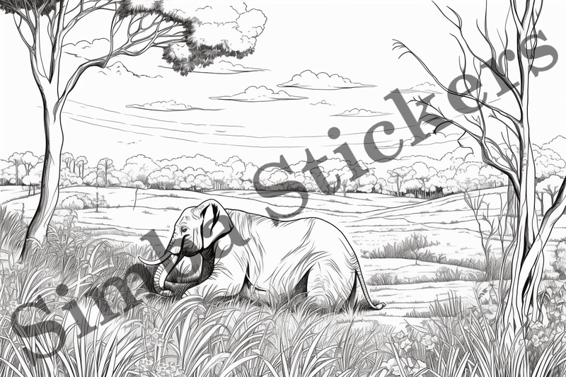 Colouring pages, Bundle of elephants, 25 images