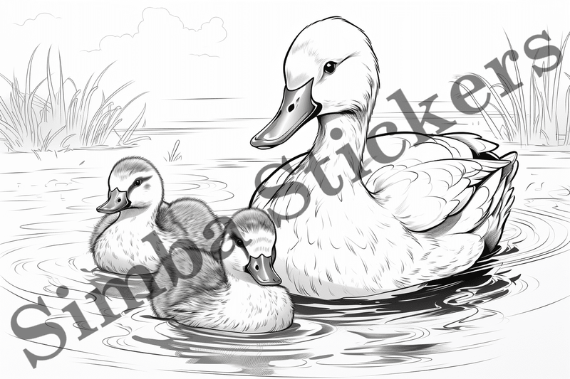 Colouring pages, Bundle of ducks in love, 25 images