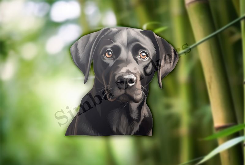 Black labrador dog looking straight ahead