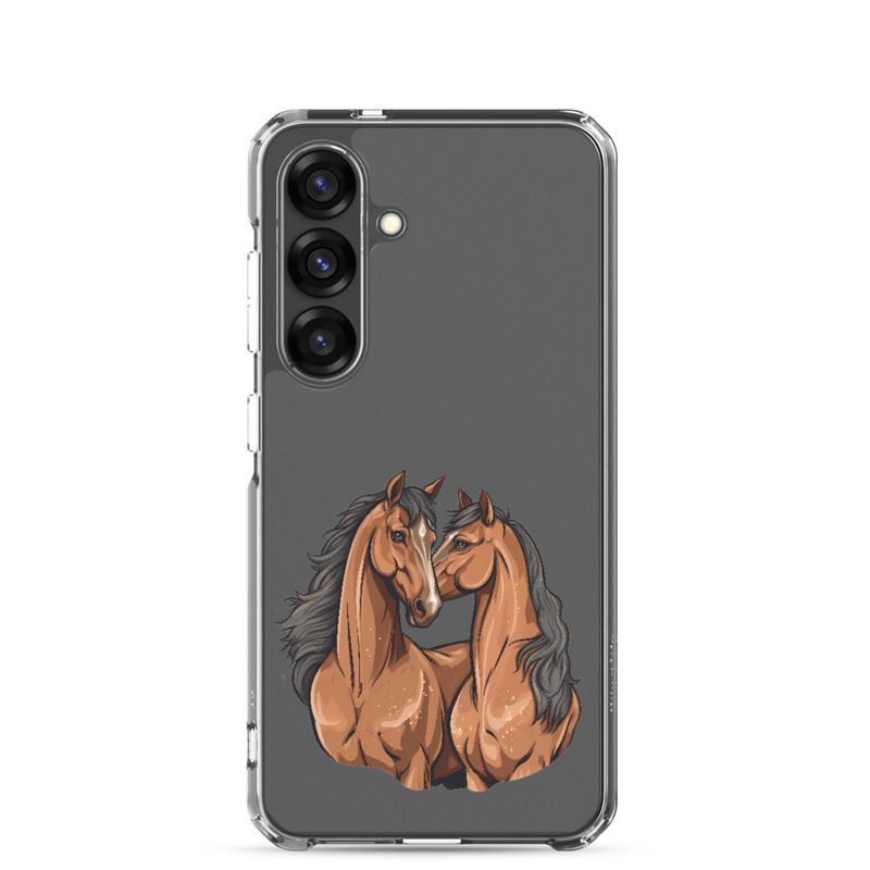 Clear Case for Samsung, Two brown horses snuggling, tdwcyd