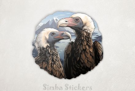 Vultures in love beak-to-beak in the mountains, gh91ie