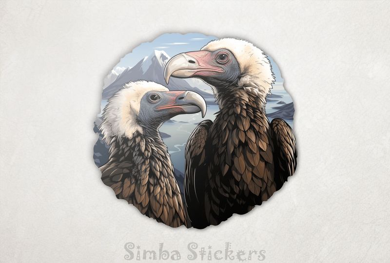Vultures in love beak-to-beak in the mountains, gh91ie