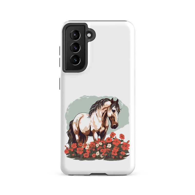 Tough Case for Samsung, Brown horse in field of red flowers, n4w2fj