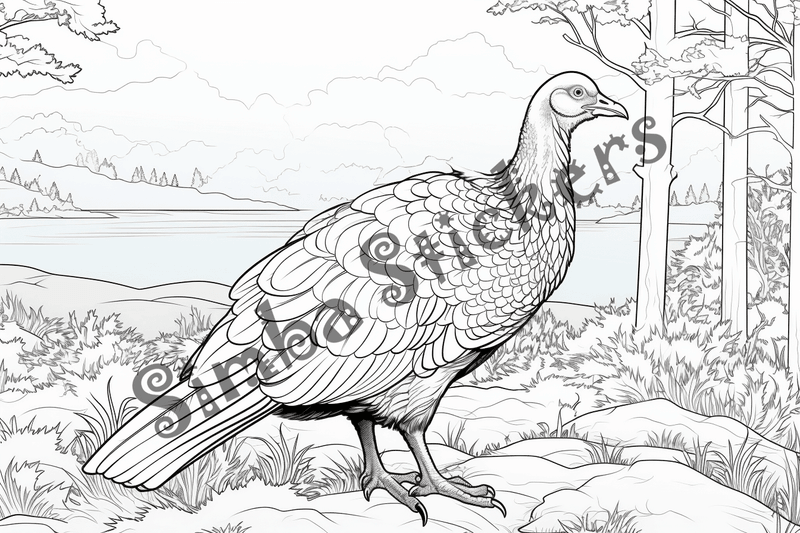 Colouring pages, bundle of turkeys, 50 images