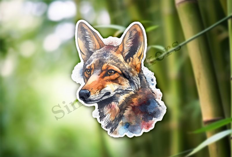 Jackal head, watercolour