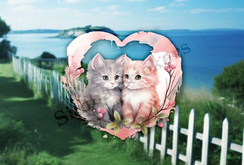 Cats in love, watercolour