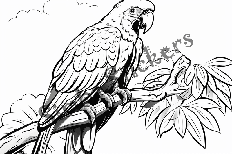 Colouring pages, bundle of parrots 2, 25 images