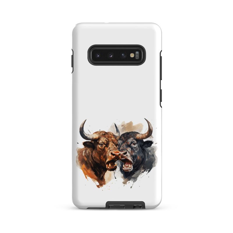 Tough Case for Samsung, Bulls facing up to each other, watercolour, dx5eff