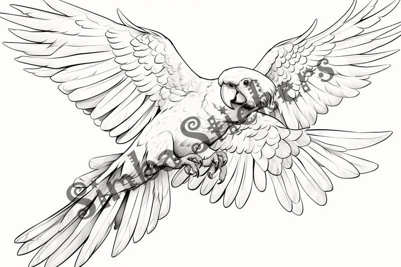 Colouring pages, bundle of parrots, 25 images