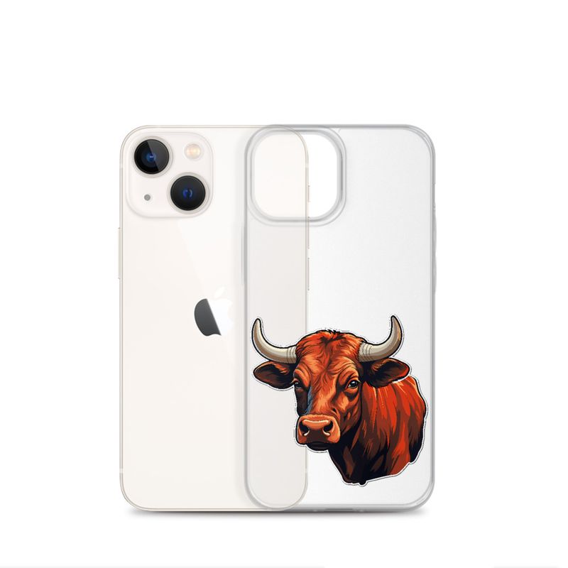 Clear Case for iPhone, Bull face, partial side view, bpor80
