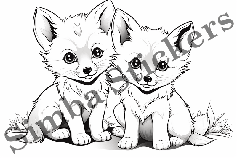 Colouring pages, Bundle of foxes, 25 images
