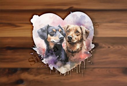 Dogs in love, watercolour
