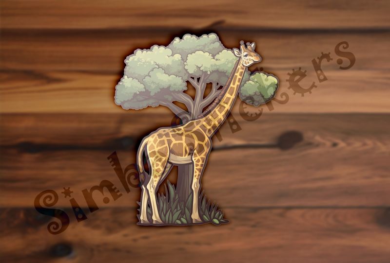 Giraffe standing tall in front of a tree