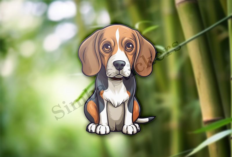 Beagle dog looking somewhat sad