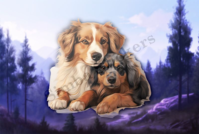 Dogs cuddling