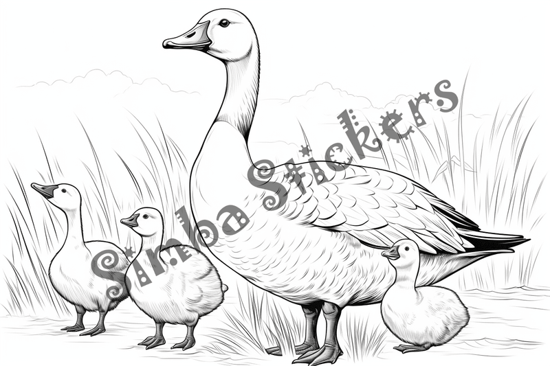 Colouring pages, bundle of geese, 25 images