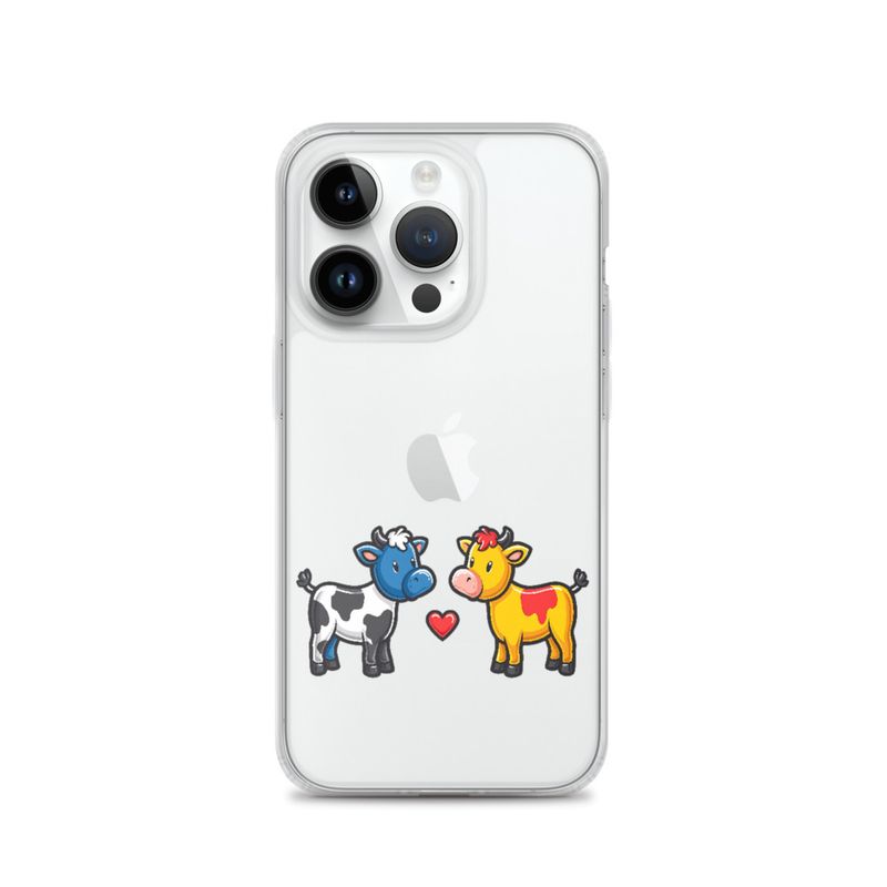 Clear Case for iPhone, Cattle, bull and cow in love, both colourful, zbyzzs