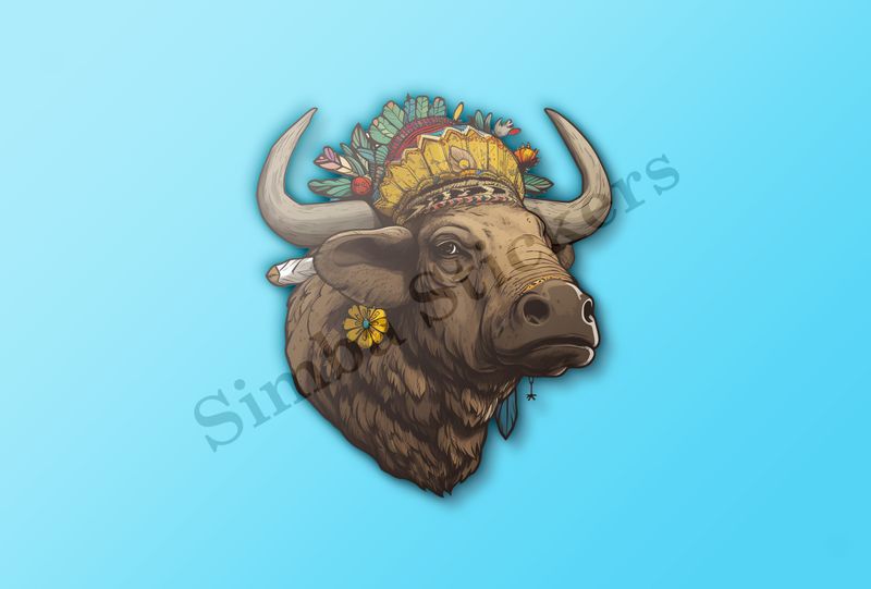 African buffalo ornamented