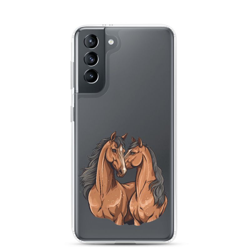 Clear Case for Samsung, Two brown horses snuggling, tdwcyd